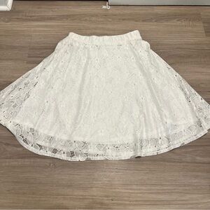 Kim Rogers White Lace High Low Skirt Petite Medium